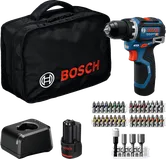 Bosch GSR 12V-32 boremaskinesæt med kuffert og tilbehør.